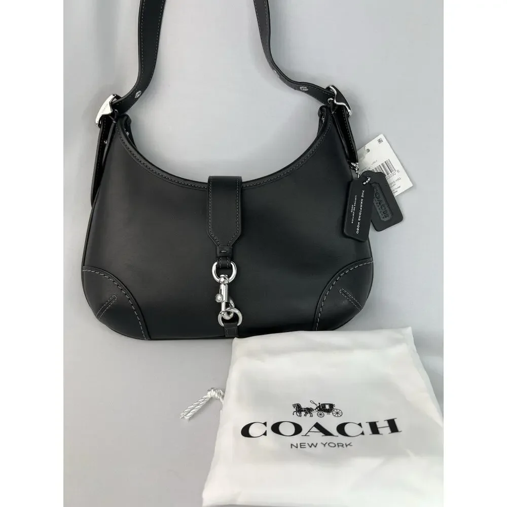 NWOT Coach Hamptons Hobo Bag in Black Glovetanned Leather (CW642)